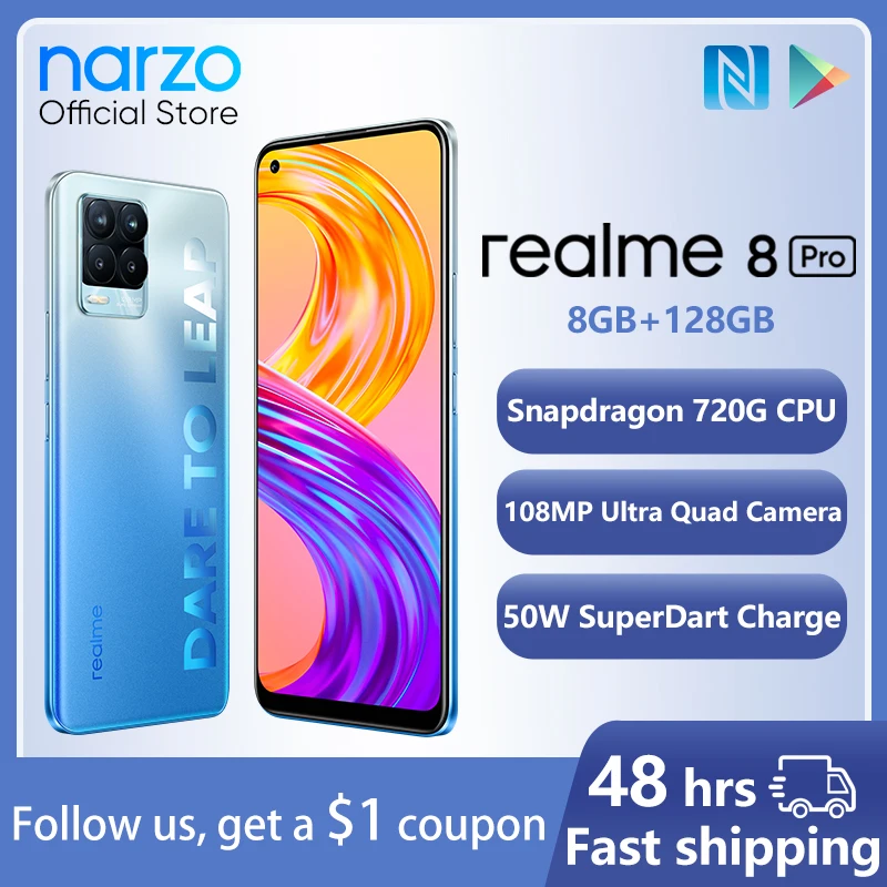 Смартфон Narzo realme 8 Pro + 128 ГБ 6 4 МП 4500 дюйма AMOLED|Смартфоны| |