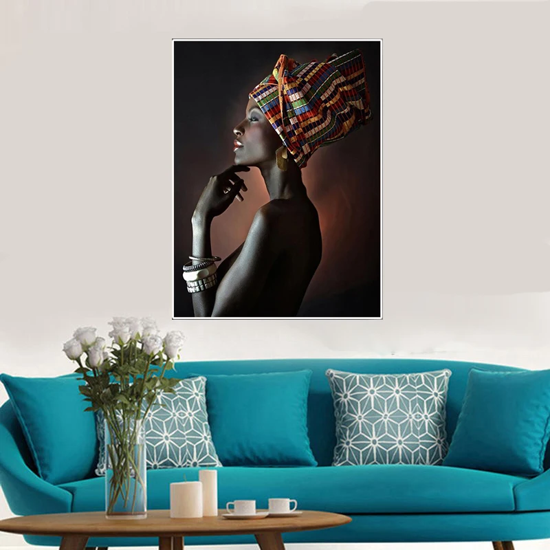 Абстрактная Золотая Корона черная картина маслом с изображением Африканской