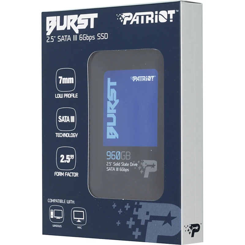 Твердотельный накопитель Patriot Burst PBU960GS25SSDR SSD 2.5&quot 960GB SATA III|Внутренние