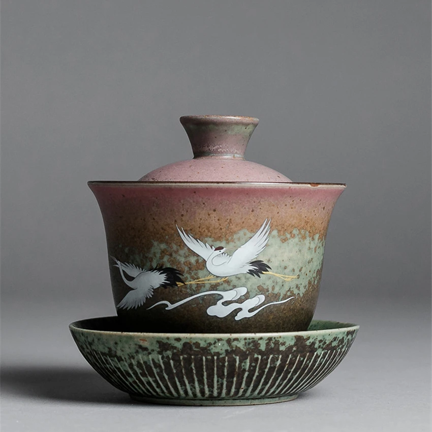 Чайный набор с эмалью Gaiwan расписанный вручную керамический чайный кунг фу чайная