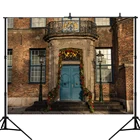 Фон Lyavshi для фотостудии рождественский дом деревянная дверь кирпичная стена венок зимний фон для фотосъемки