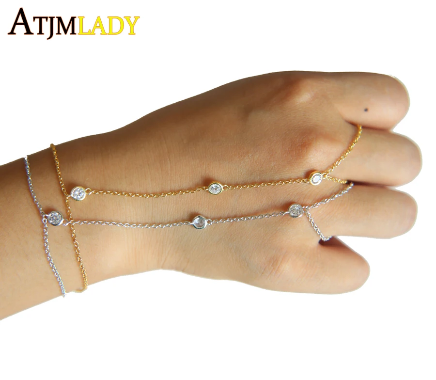 Новое поступление 3 шт. AAA Искрящийся кубический цирконий звеньевая цепочка 14 + см