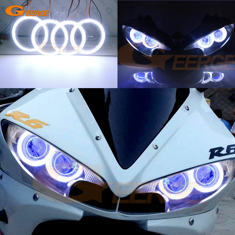 Для Yamaha Yzf R6 03 04 05 R6S 06 07 08 09 отличный ультра яркий COB led angel eyes kit halo rings дневной свет| |