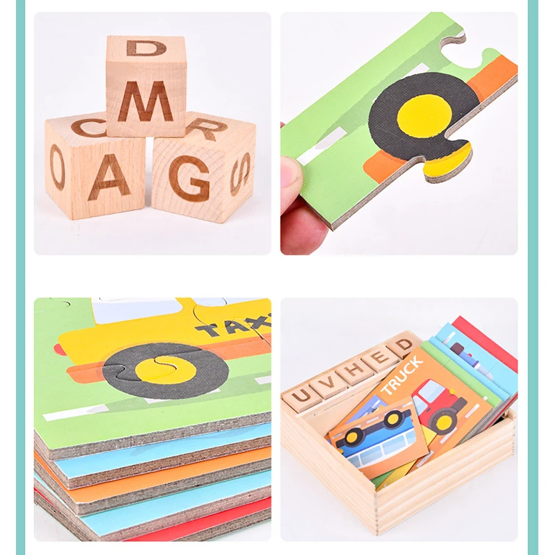 Детский мультяшный пазл с надписью игрушки для правописания Наборы деревянных
