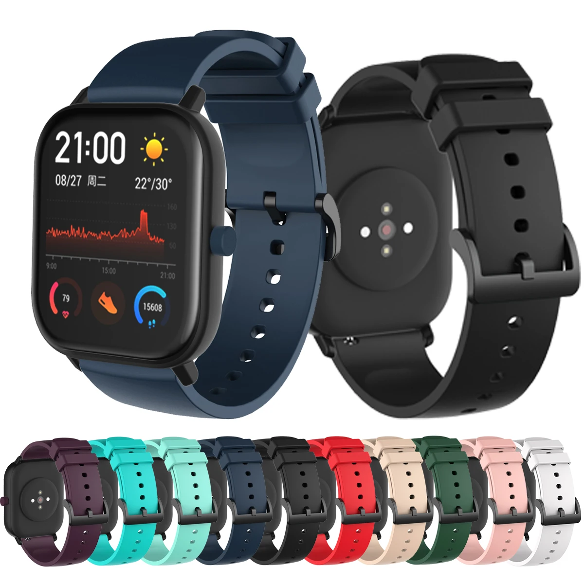 Оригинальный мягкий силиконовый ремешок для Xiaomi Amazfit GTS/GTS 2/Mini умный Браслет Для Bip