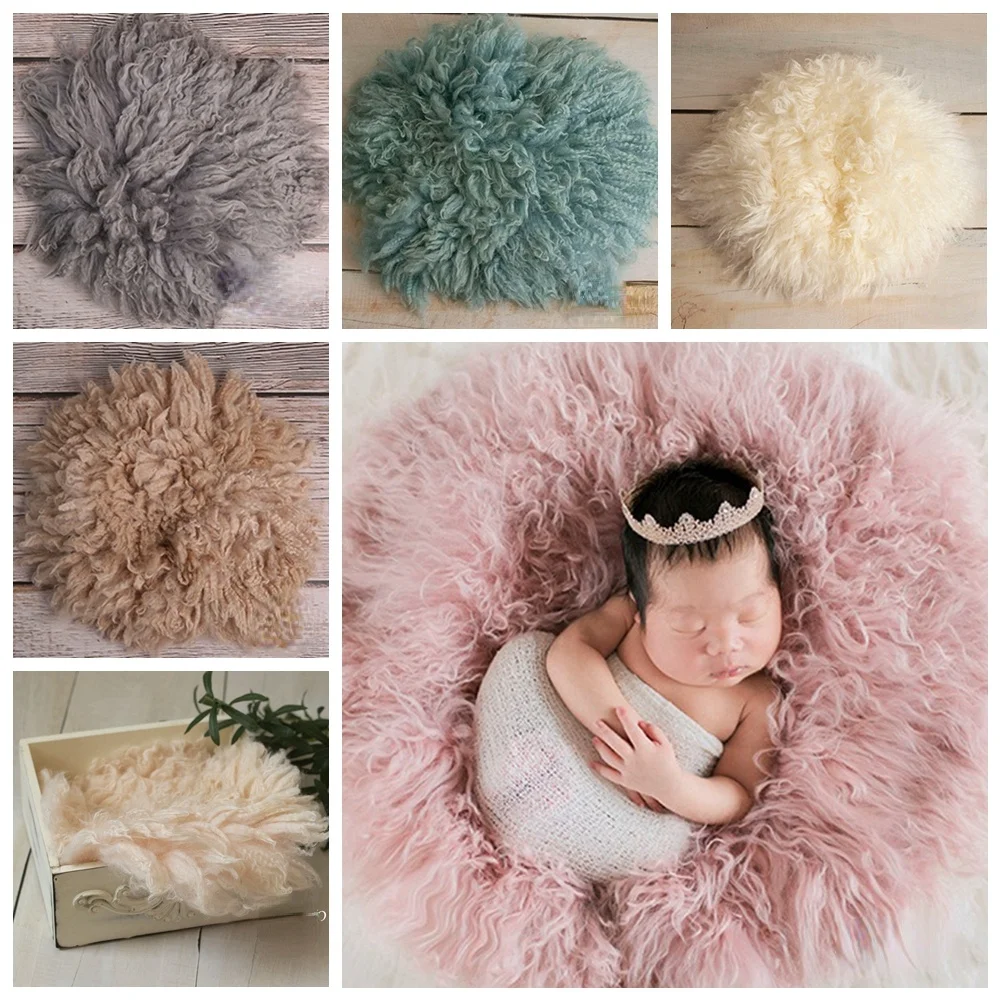 Newborn Photo Props Wool Blanket For Baby Shoot Posing Backdrop Soft Fluffy Blanket Flokati Baby Photograph Studio Accessories