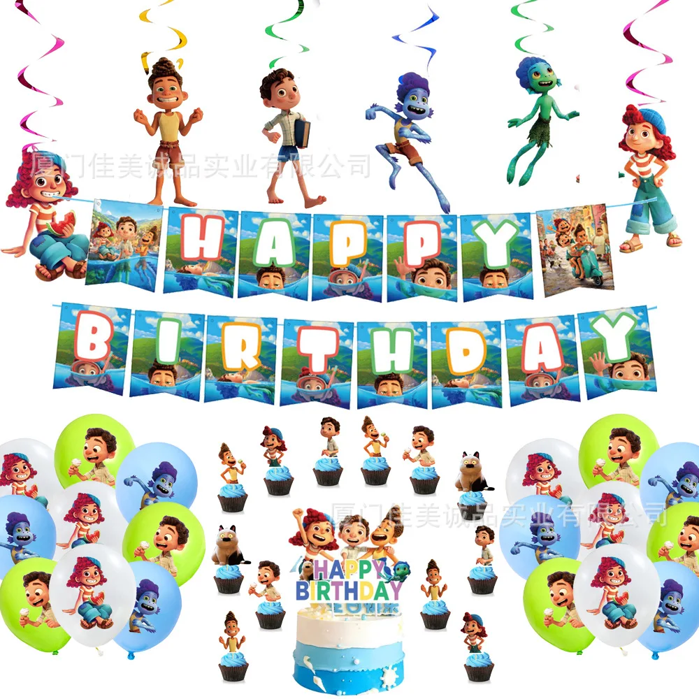 

Disney Movie Pixar Luca Theme Children's Birthday Party Balloons Gender Reveal Baby Shower Decorations Blue Birthday Kids Toys