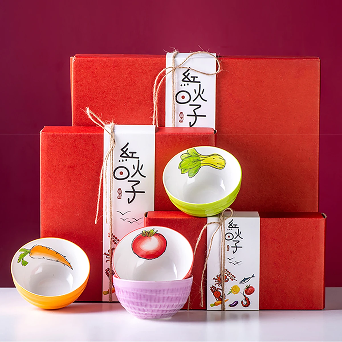 

4.5 Inch Ceramic Crackled Bowl Set Vegetables Patter Porcelain Tableware Chinaware Under Glazed Support Oven Dishwasher CZY88523