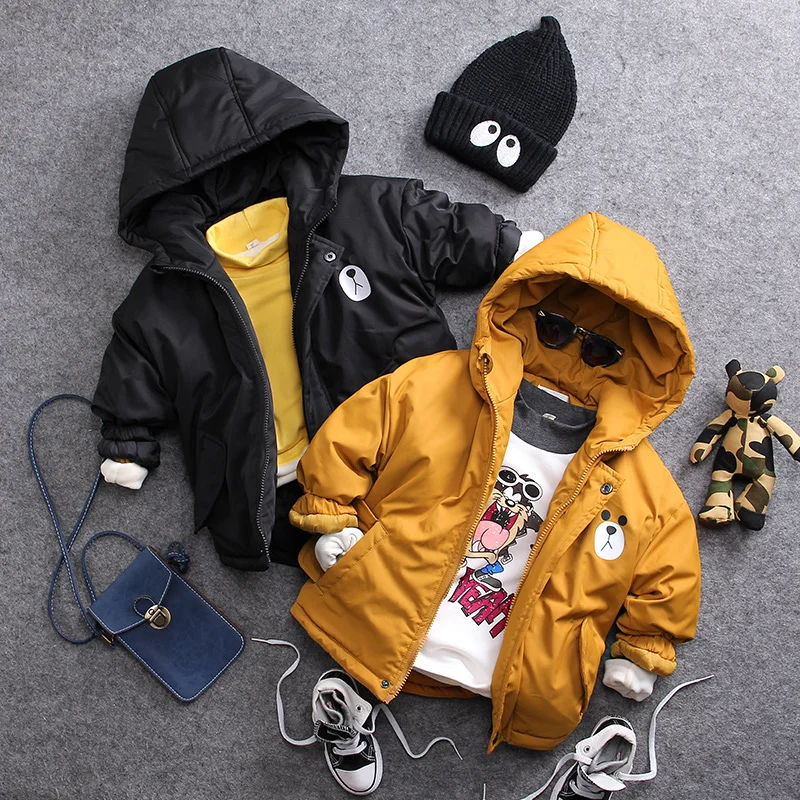 Зимняя Теплая стеганая куртка с капюшоном для мальчиков на рост 90 135 см|Пуховики и