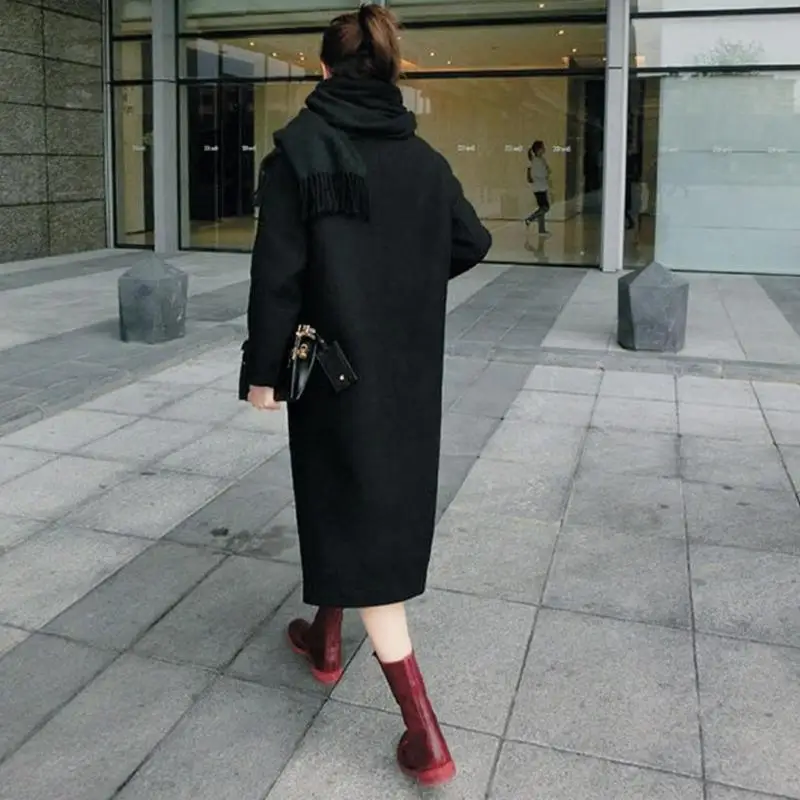 Новинка 2019 корейское пальто модное Осеннее женское длинное однотонное с