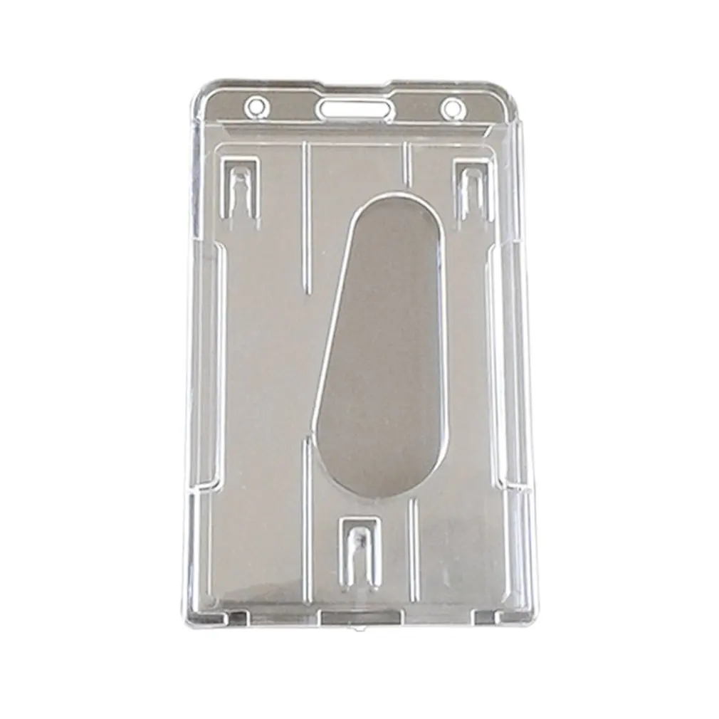 

1pcs Double-faced Card Holder Clear Horizontal ID Badge Holders Card Cover Transparent Easy Access Thumb Notch Hard Plastic