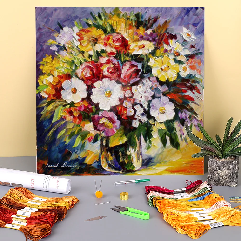 

Подарок с цветочным принтом ткань 11CT Крестик Комплект DIY Алмазная вышивка DMC Темы декоративно-прикладного искусства и Ремесло Хобби ручная ...