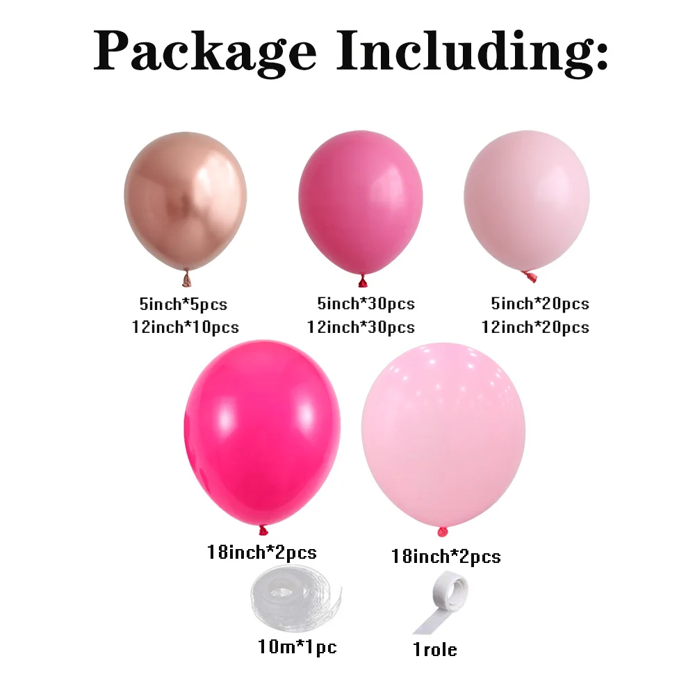 

119 Pcs Peach Pink Balloon Garland Kit Rose Gold Chrome Latex Globos for Wedding Birthday Valentine's Day Party Decorations