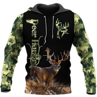 fashion hunting deer 3d printed mens long sleeve pullover harajuku streetwear autumn zip hooded man jacket casual sweatshirt
