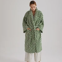 retro chessboard plaid bathrobe bath towel 100 cotton stripe bath robes women men super soft absorbent home bathroom robe