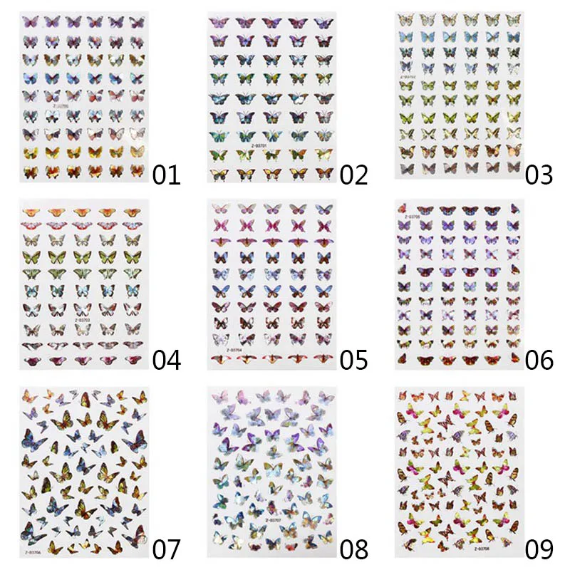 

1Pc Laser Nail Art Stickers Color Butterfly Sticker Spring Summer Butterfly Designs Manicure Tools For DIY Nail Art Decoration