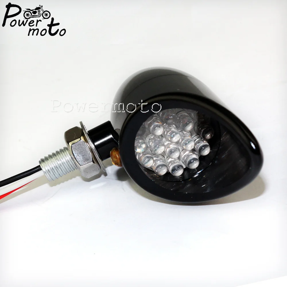 12V LED CNC Motorcycle Black Bullet Turn Signal Indicator Blinker Light For Harley Cafe Racer Bobber Chopper Softail Cruiser |