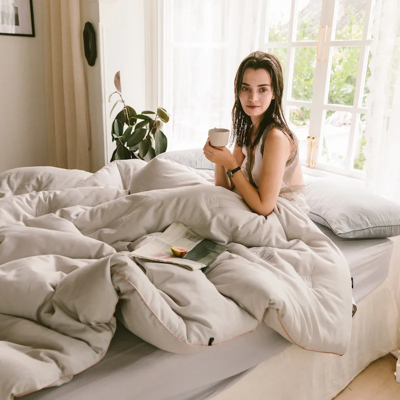 

Jacquard Weave Soybean Fiber Cotton Quilt Lightweight Comforter Summer Insert Cooling Blanket Twin Queen King Size Simplicity