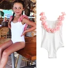 Цельный купальный костюм для детей с цветочным рисунком для девочек, с оборками и низким вырезом на спине, купальники для маленьких детей купальный костюм пляжный отдых вечерние пляжная одежда