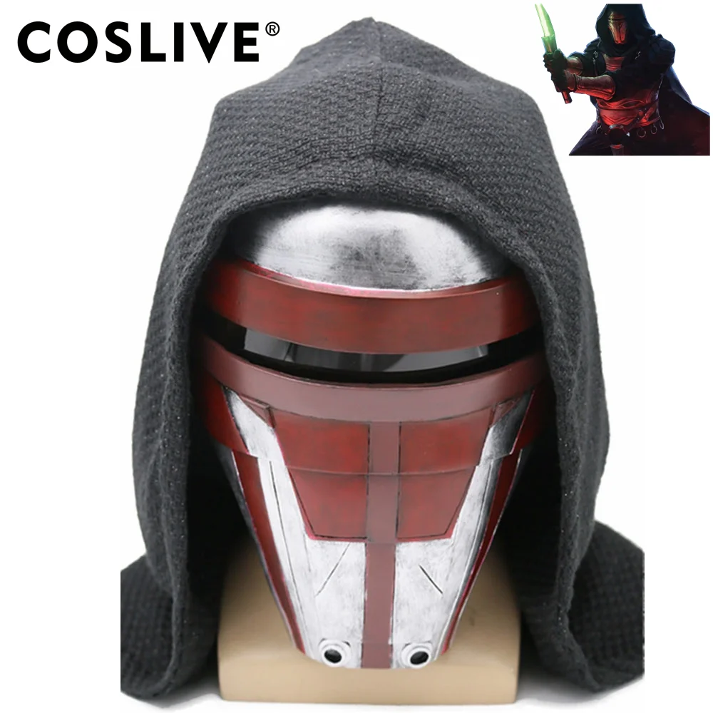 X-COSTUME Darth Revan Mask Cosplay Costume Prop 1:1 Replica Halloween High Quality Resin Red and Silver US Warehouse