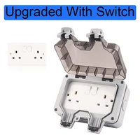 ip66 weatherproof waterproof outdoor upgraded type outdoor wall power double socket with switch 13a plug outlet uk standard safe