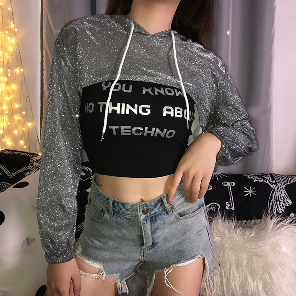 Женская тонкая Толстовка с длинным рукавом оригинальная повседневная Короткая