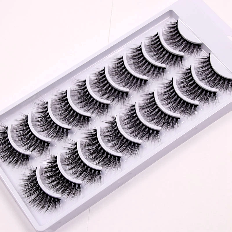 

10 pairs of 6D mink false eyelashes natural / thick long eyelashes soft eyelashes small bundle makeup beauty tool