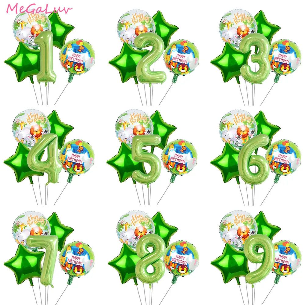 

40 inch Green Number Foil Balloons Animal Ballon Jungle Safari Party Baby Shower Kids Birthday Party Decorations Helium Globos
