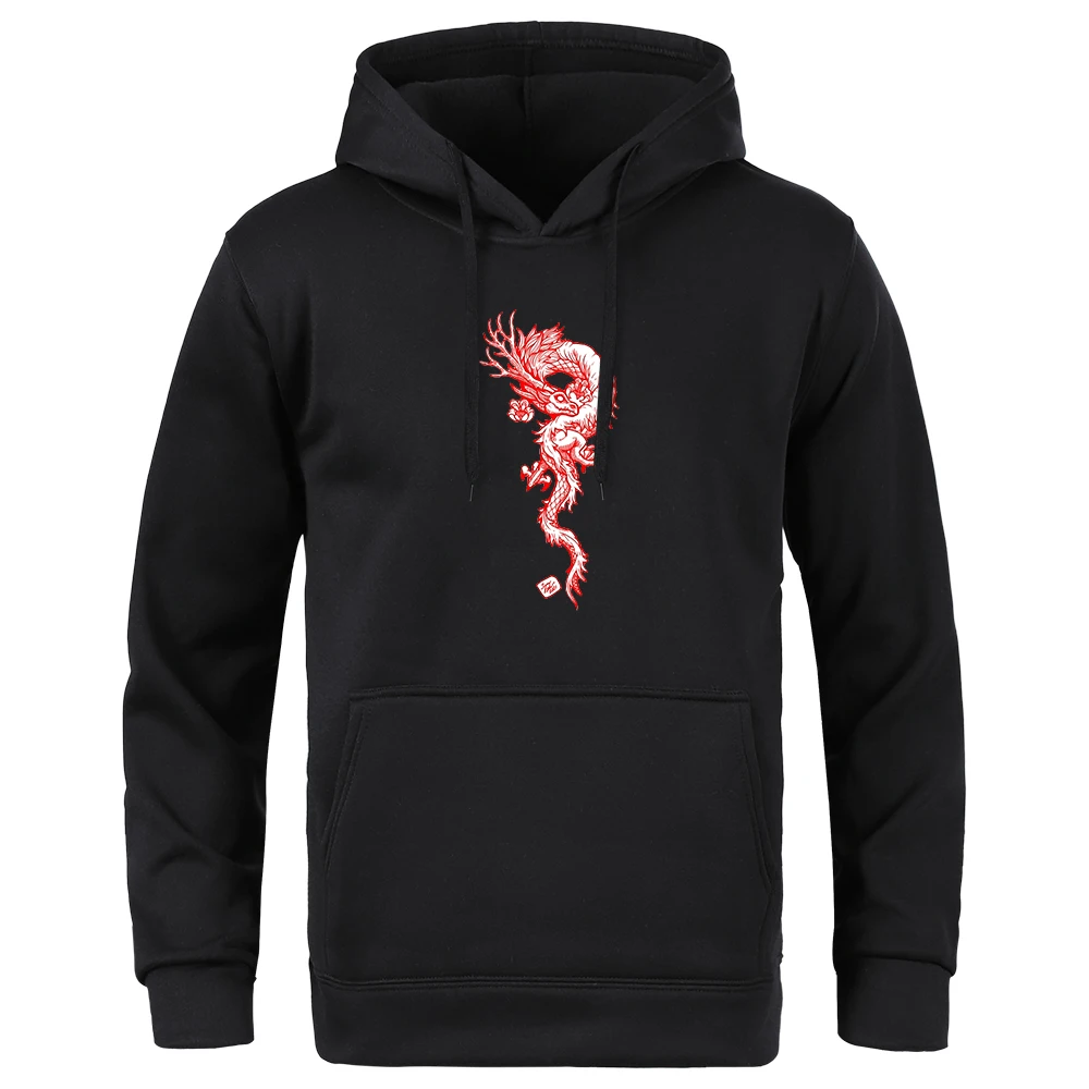 

Dracolaia Print Autumn Men Hoodie Fleece Oversize Casual Hoody Hip Hop Daily Tops High-Quality Outdoor Hoodies Graphic For Male