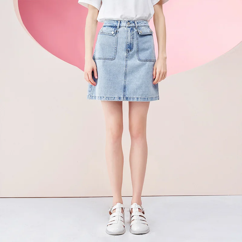

SHZQ Denim Skirt Half Skirt Women's 2021 Summer New Slim High Waist Short Skirt Super Hot Korean Fashion A-line Skirt