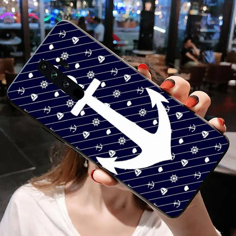 

Stripes Anchor Boat Ship Wheel Phone Case for Redmi 9A 8A 7 6 6A Note 9 8 8T Pro Max Redmi 9 K20 K30 Pro