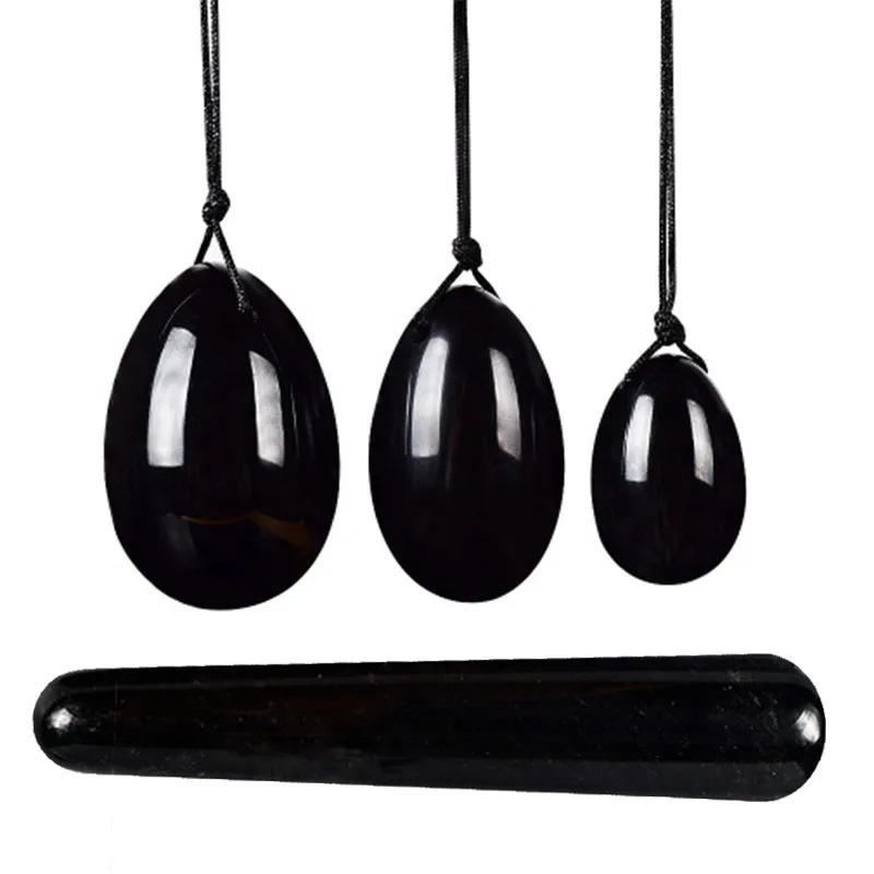 Natural Obsidian Yoni Egg Set Jade Eggs Kegel Exerciser Wand Massager Pelvic Floor Vaginal Muscles Tightening Ball | Красота и