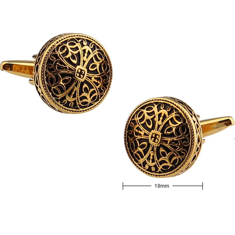 

Metal Round flower Cufflinks Mans Jewelry French cuff shirt Button business cuff link color Gold 5pairs per lot