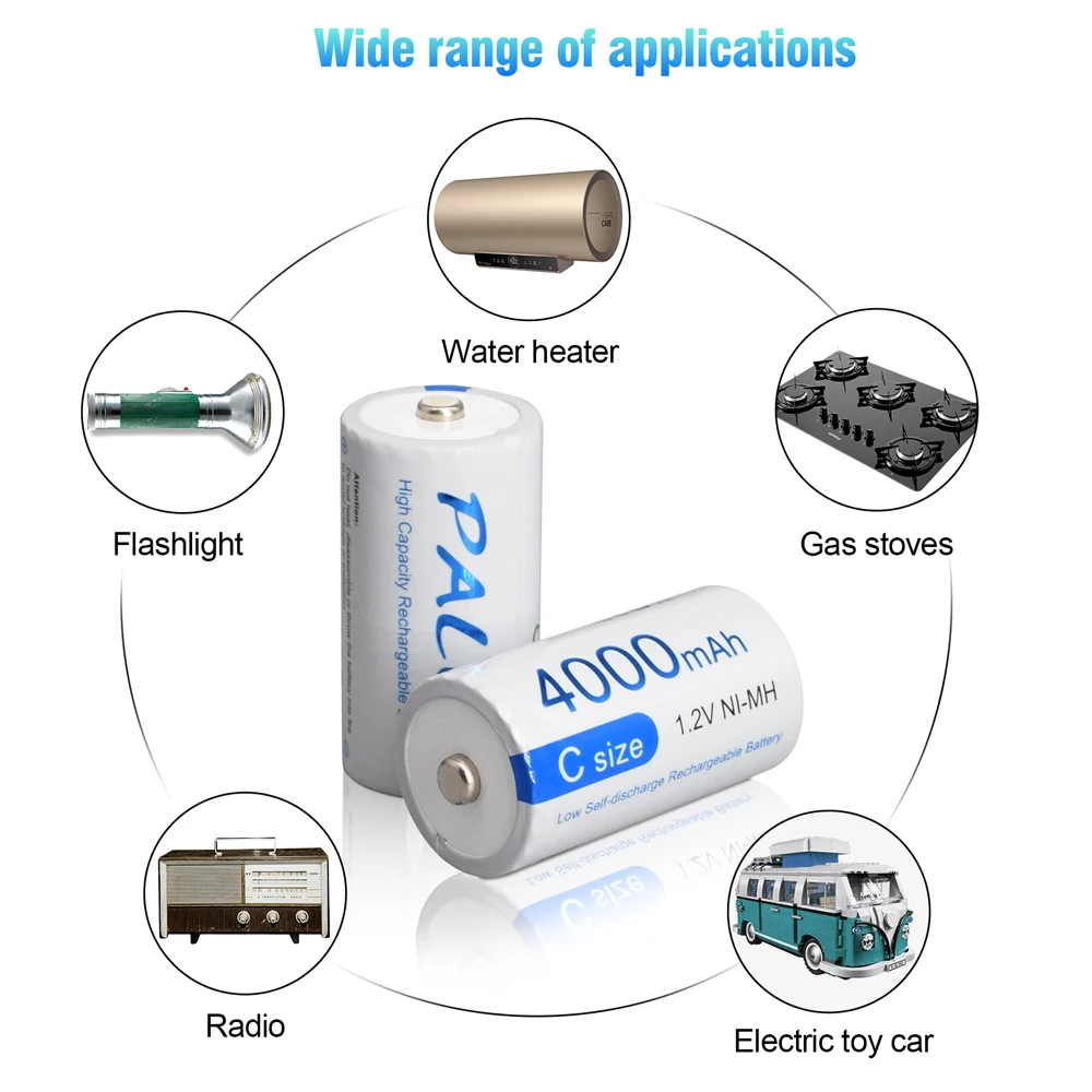 Аккумуляторная батарея PALO R14 C 4000 мА · ч со светодиодный ным зарядным устройством