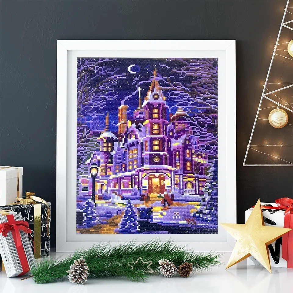 Алмазная мозаика сделай сам картина из круглых страз с светильник кой ночное