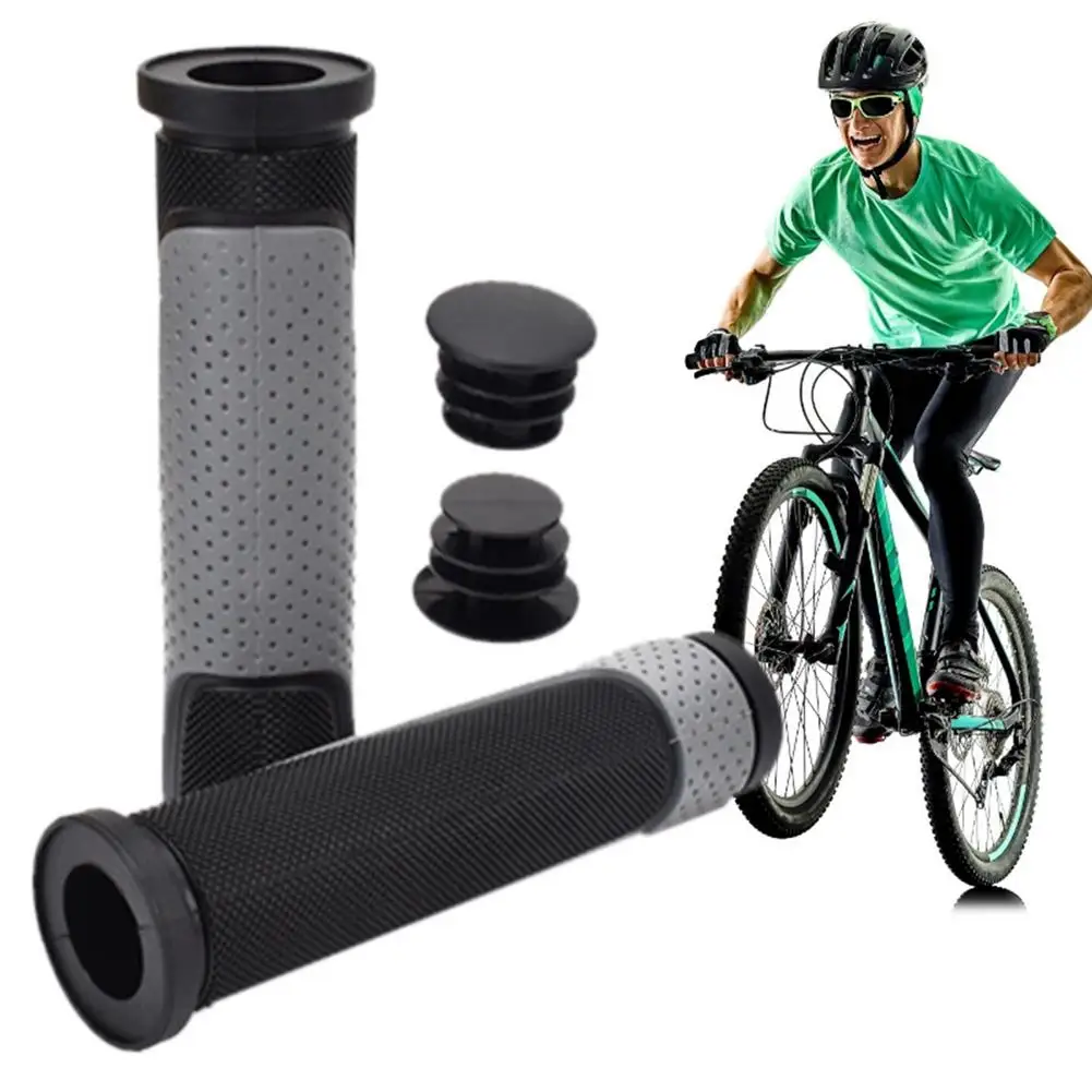 

1 Pair Shockproof Bicycle Handlebar Grips Soft Rubber Anti-slip Mountain Bike Grips Ergonomic Design Bike Handle Lock Bar Ends