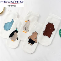 socks female couple wild personality spring and summer cartoon anime casual student shallow mouth whale penguin bear short socks
