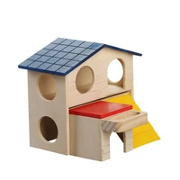 wooden cabin hamster guinea pig rat house with ladder climb play small animals house cage funny pet house supplies