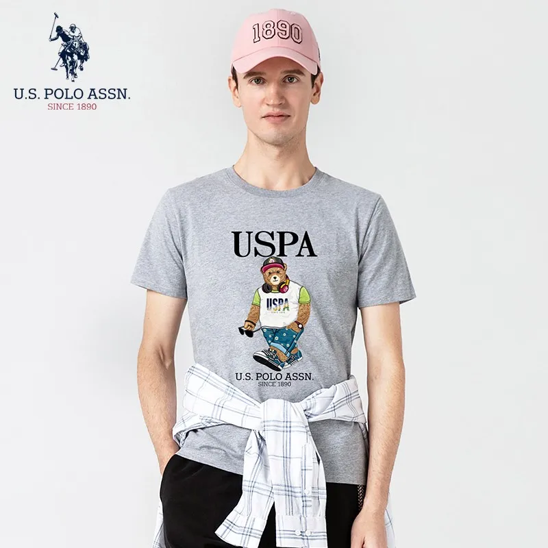 Мужская хлопковая футболка с коротким рукавом и принтом медведя | одежда