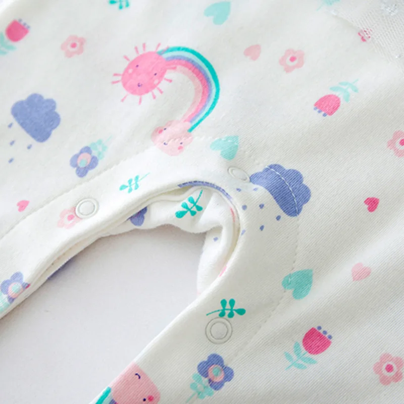 

New style long cotton romper jumpsuit, alphabet rainbow net gauze skirt, newborn baby children's romper