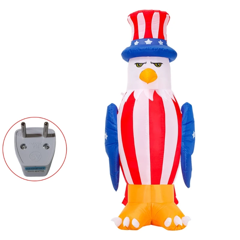 

1.5/1.8m Patriotic Independence Day Decorations Inflatable Eagle Star Ornaments LED Lighted Blowup Garden Courtyard Party Decor