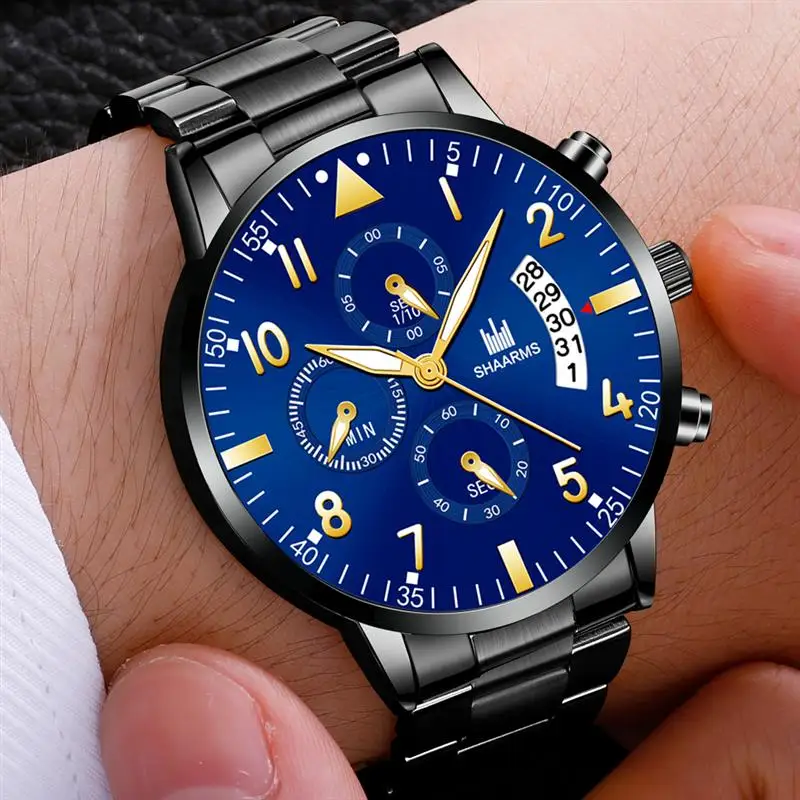 Shaarms 2019 кварцевые мужские часы чехол из сплава модные с календарем военный дизайн