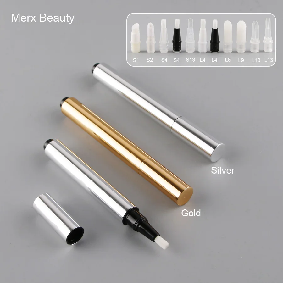 50PCS 3ML Aluminium Metal Empty Makeup Eye Gel Pen Click Pen Press Pen In Gold And Silver Color For Lip Gloss Essential Oil