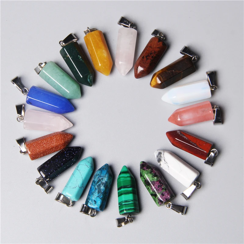 

2pcs Wholesale Fashion Hexagon Natural Stone Quartz Healing Crystal Point Pillar Pendant Charm Jewelry Making 22*8mm Wholesale