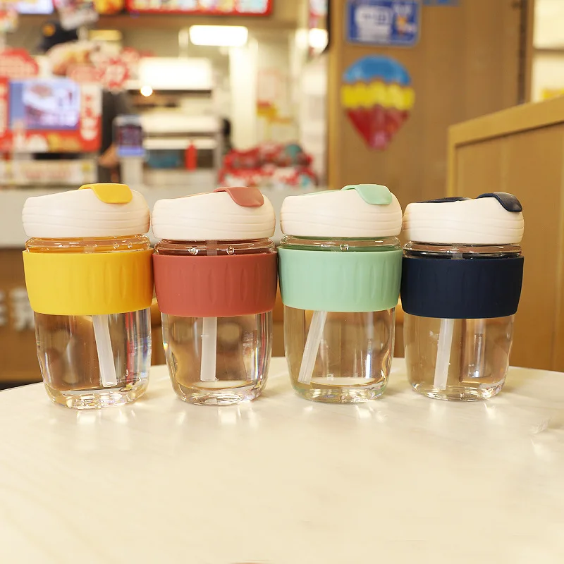 

Insulation Glass Water Cup for Men and Women Simple and Portable with Straw Tea Ccup Korean Version of Cute ins Coffee Cup