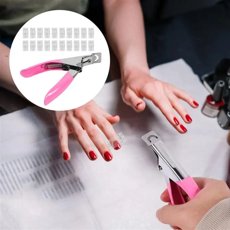 

20pcs Nail Tips Clips Quick Building Poly Nail Clips and 1pc Nail Tip Trimmer