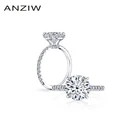 ANZIW 3 карат круглой огранки Обручение кольцо 925 пробы Серебряное кольцо вечерние Anel Aneis Anillos для Для женщин высокие настройки свадебные ленты