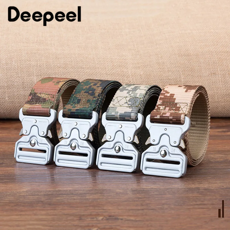 Мужские военные ремни Deepeel 1 шт. 135 x-см серебристая пряжка тактический холщовый