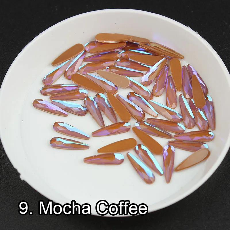 Mocha Coffee Новинка 30 шт./упак. мокко неоновые цвета капли дождя форма 3x10 мм Стразы для ногтей страз 3d-украшения для ногтей аксессуары - Цвет: Mocha Coffee