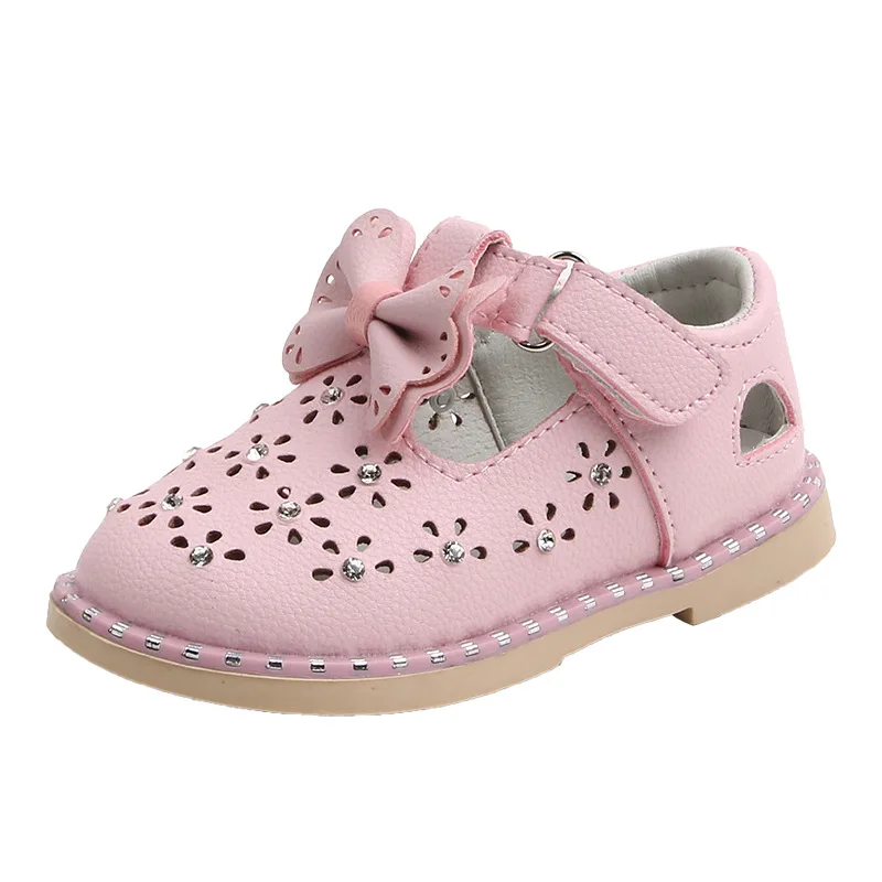 

Summer 2020 Children's Shoes Bowknot Flat Girl Leather Shoes Little Girl Princess Shoes Rhinestone Baby Sandals